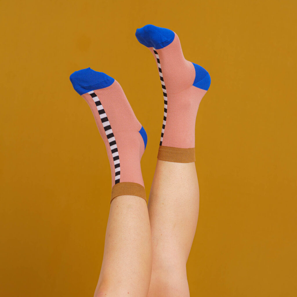 nice socks check stripes - rose