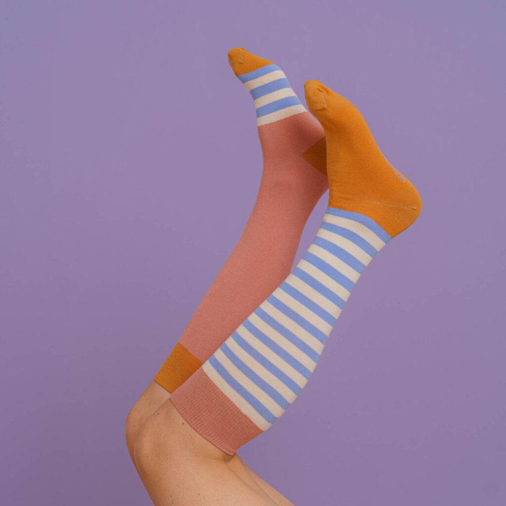 Kniestrümpfe stripes  - lilac rose