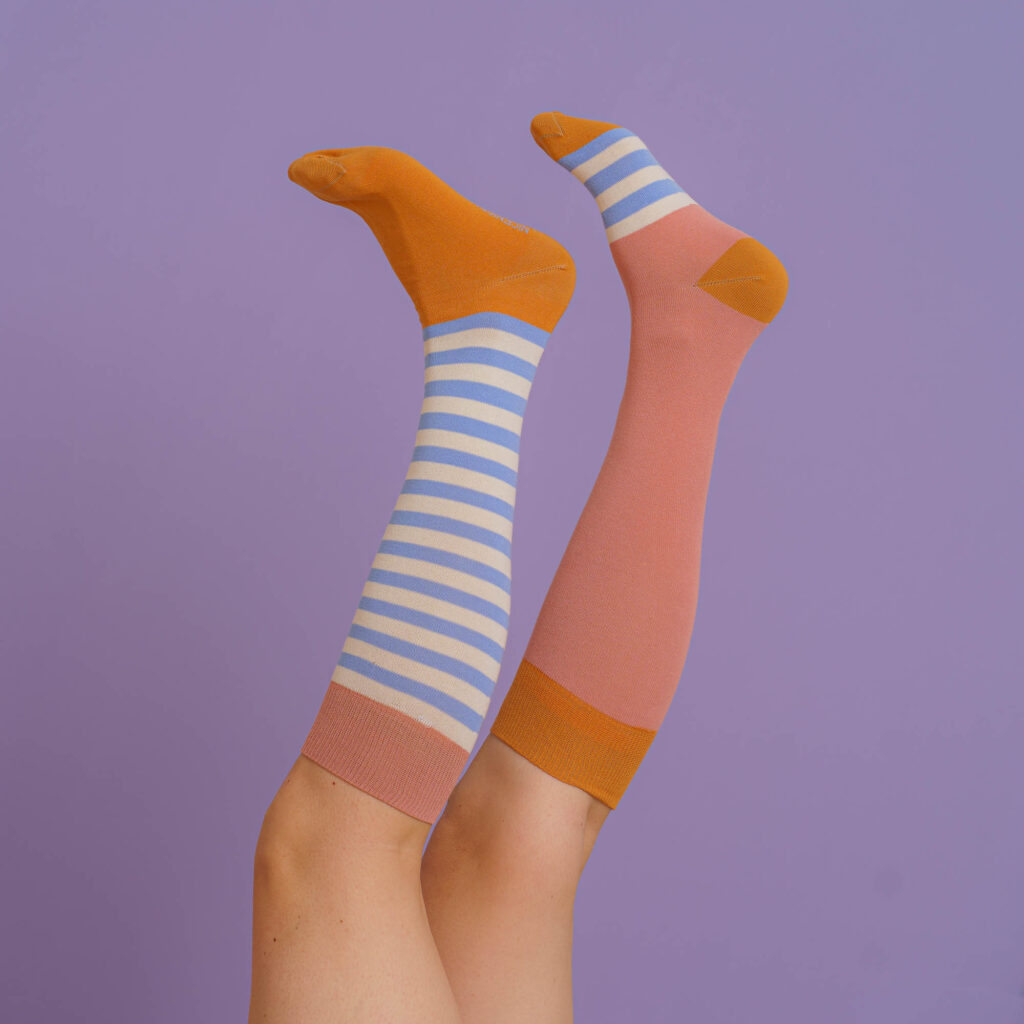 Kniestrümpfe stripes  - lilac rose