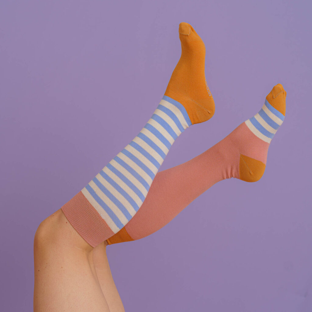 Kniestrümpfe stripes  - lilac rose