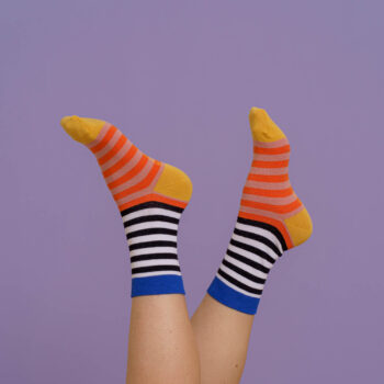 nice socks double stripes - red blue yellow