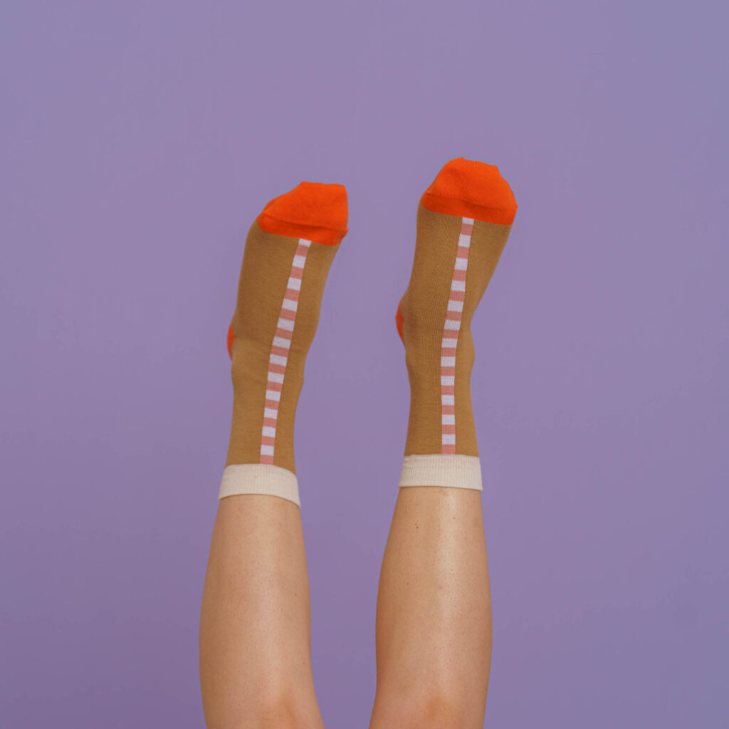 nice socks check stripes - brown