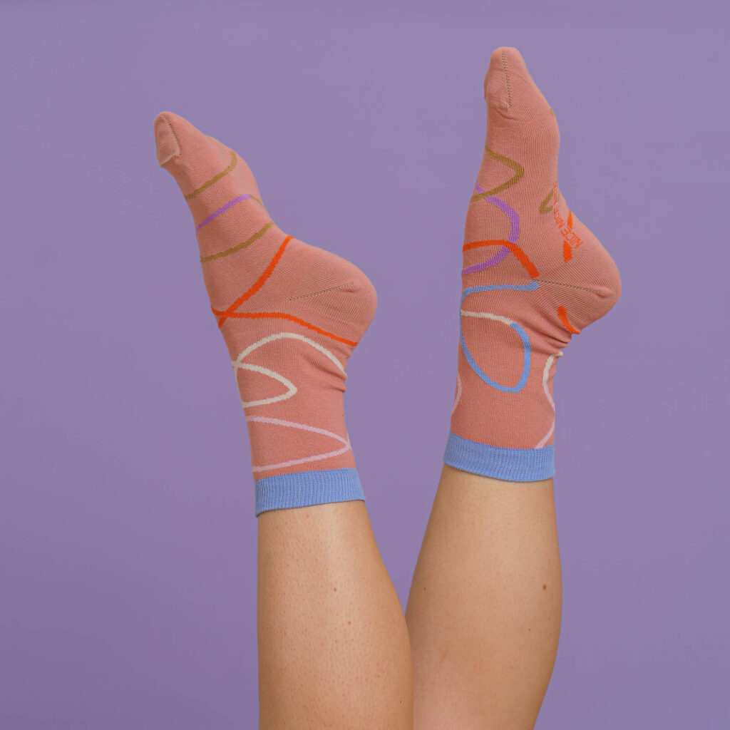 nice socks color lines - rose