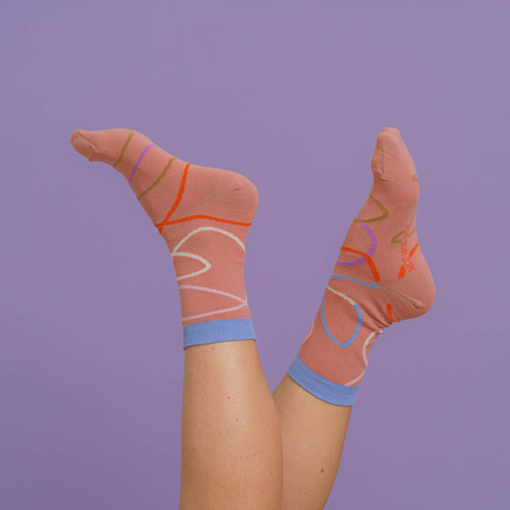 nice socks color lines - rose
