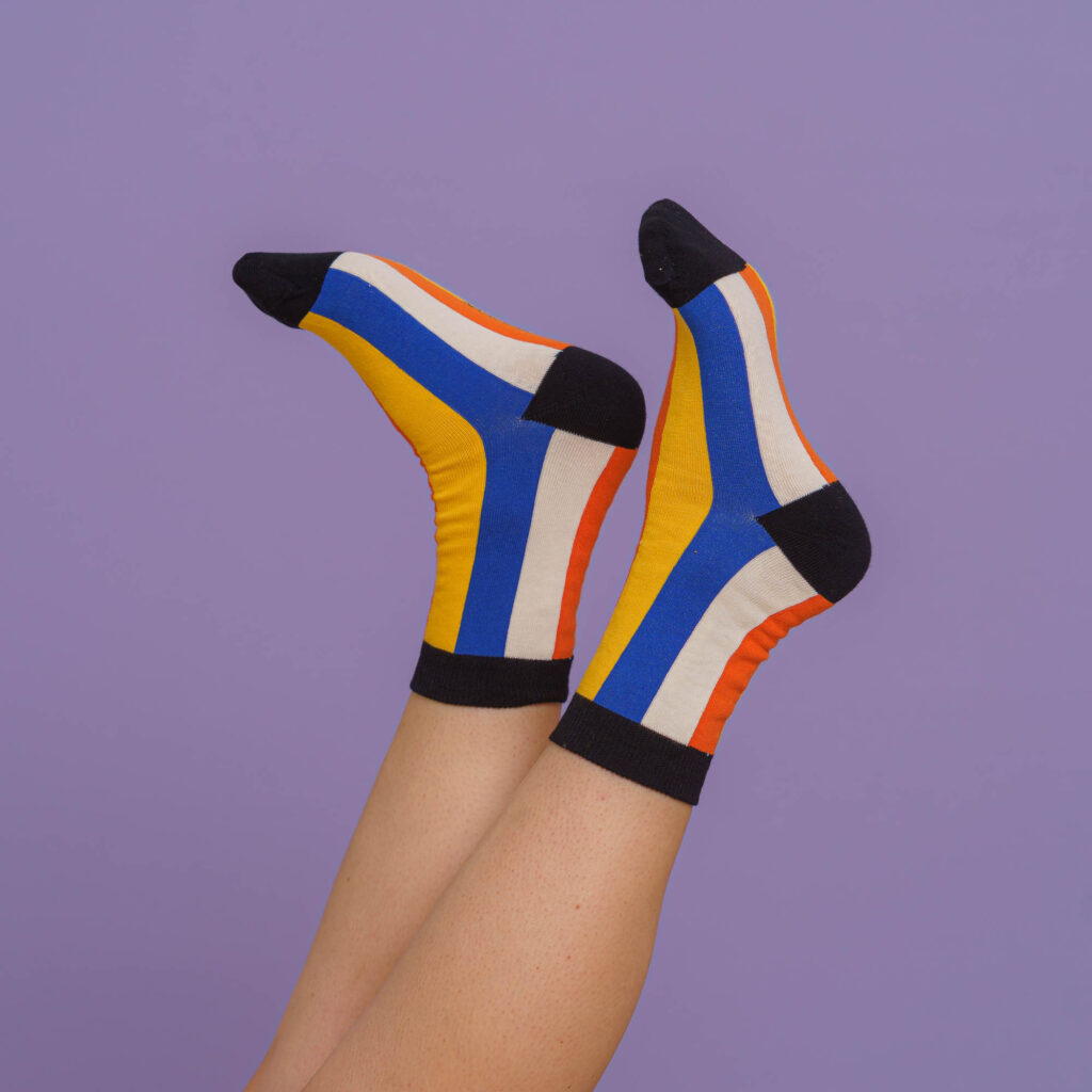 nice socks vertical stripes - red blue yellow