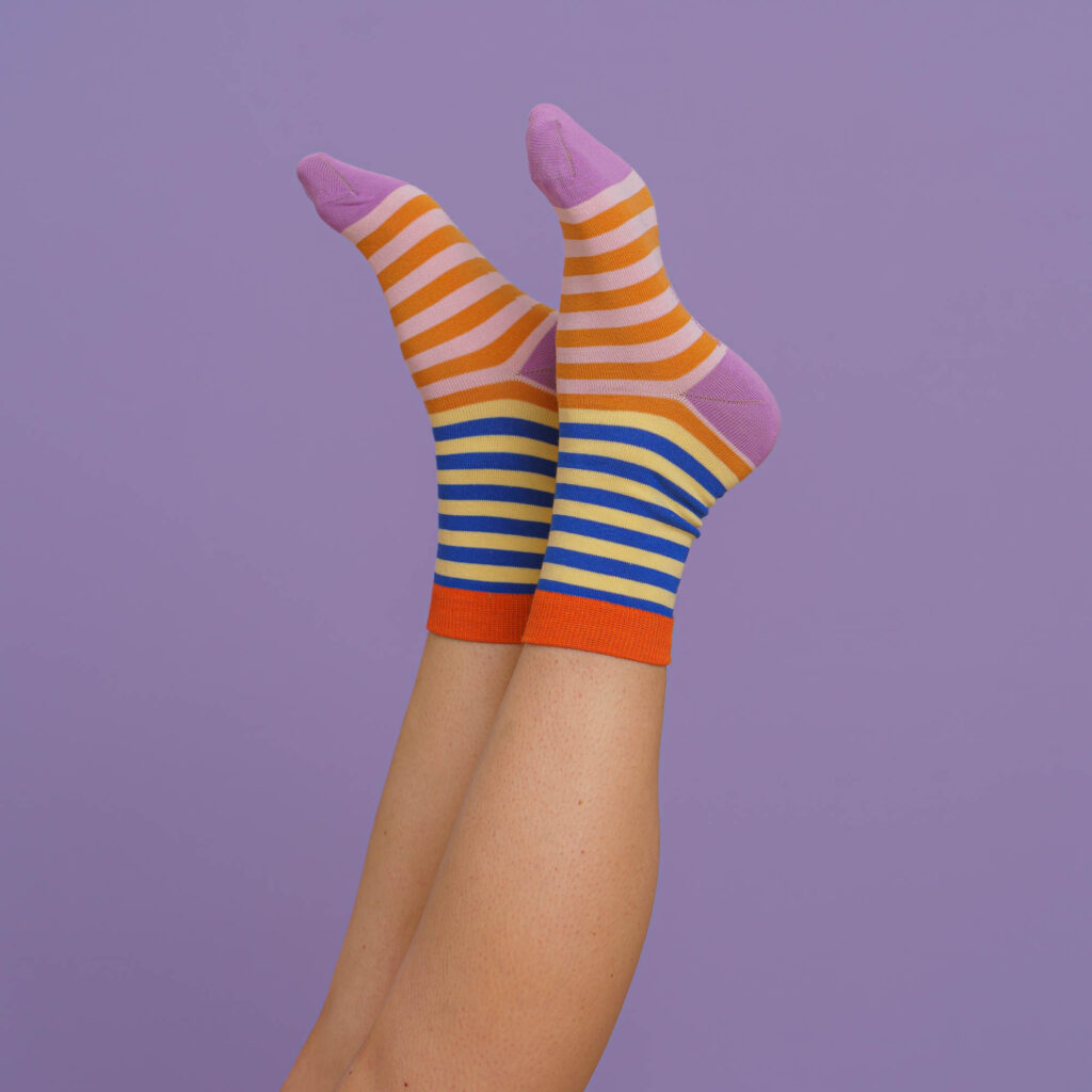 nice socks double stripes - rose blue