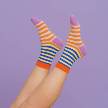 nice socks double stripes - rose blue