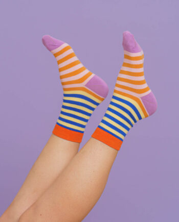 nice socks double stripes - rose blue