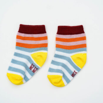 Baby-Kindersocken double stripes – coral sky