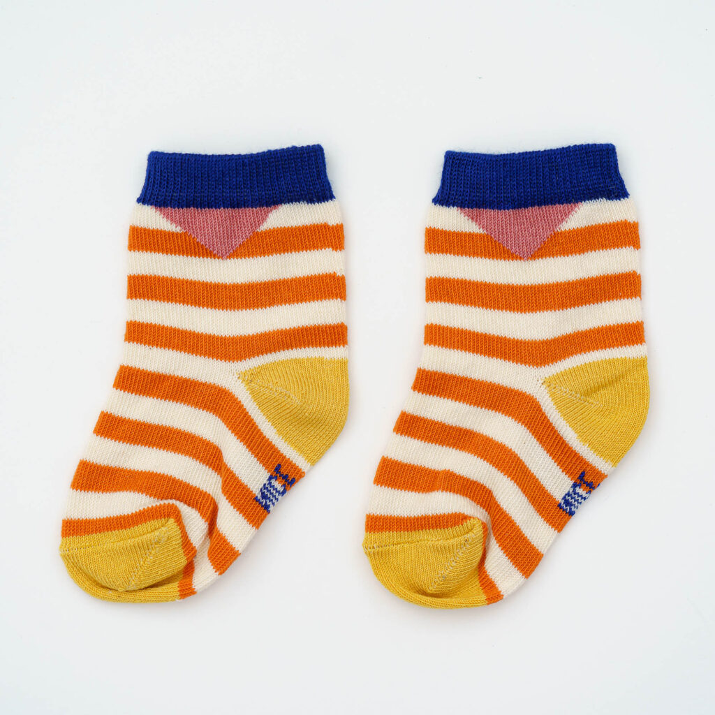 Baby-Kindersocken stripes – red yellow