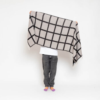 nice Merino Schal grid - black beige