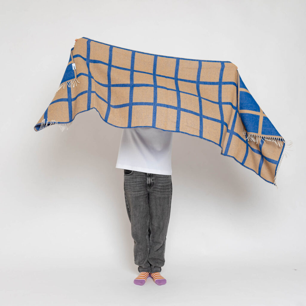 nice Merino Schal grid - blue rose