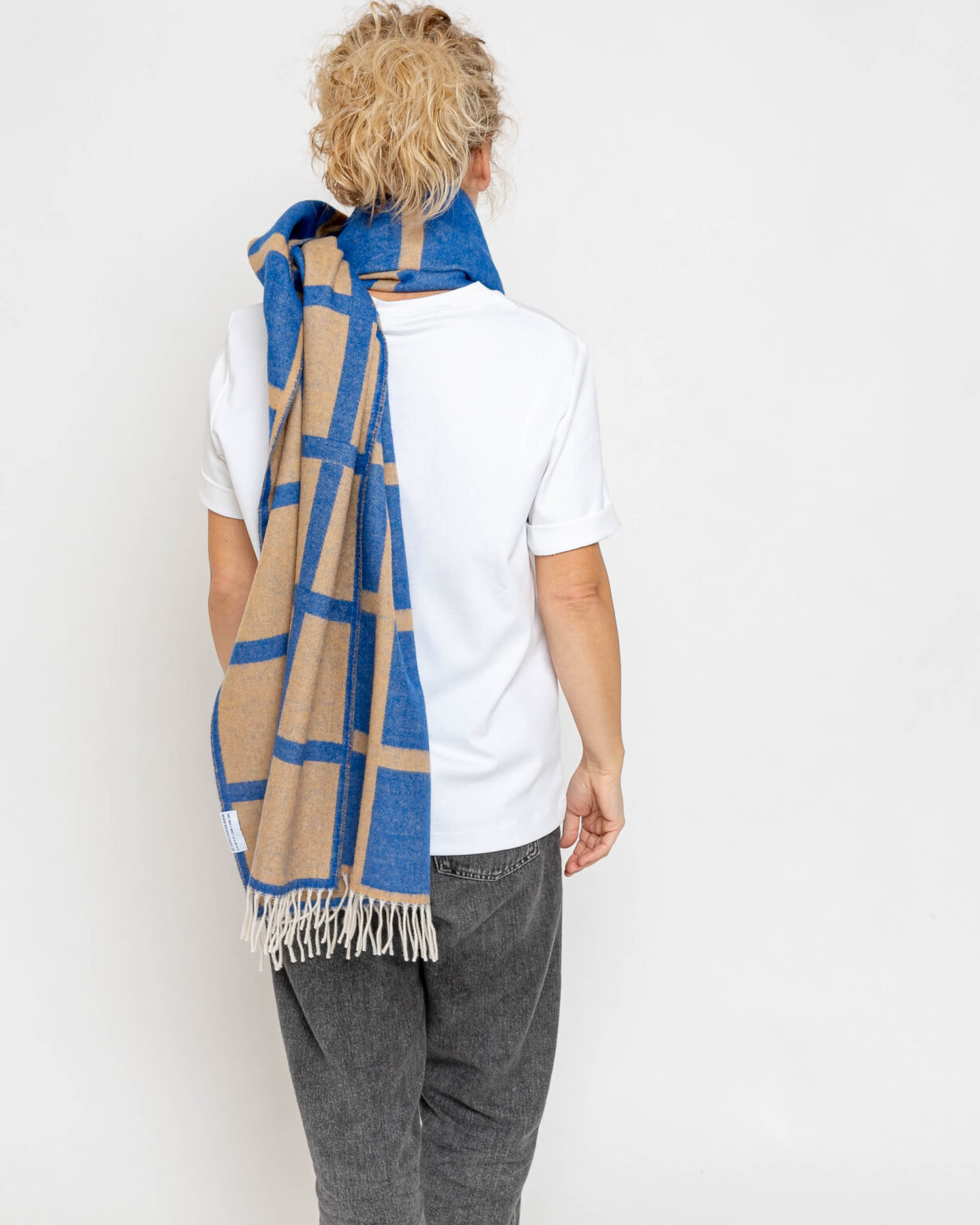 nice Merino Schal grid - blue rose