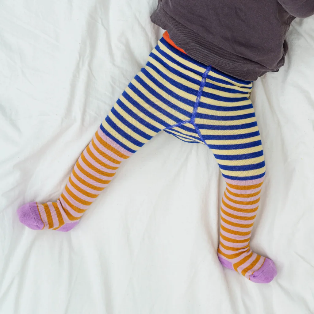 Baby- und Kinder Strumpfhose double stripes - rose blue
