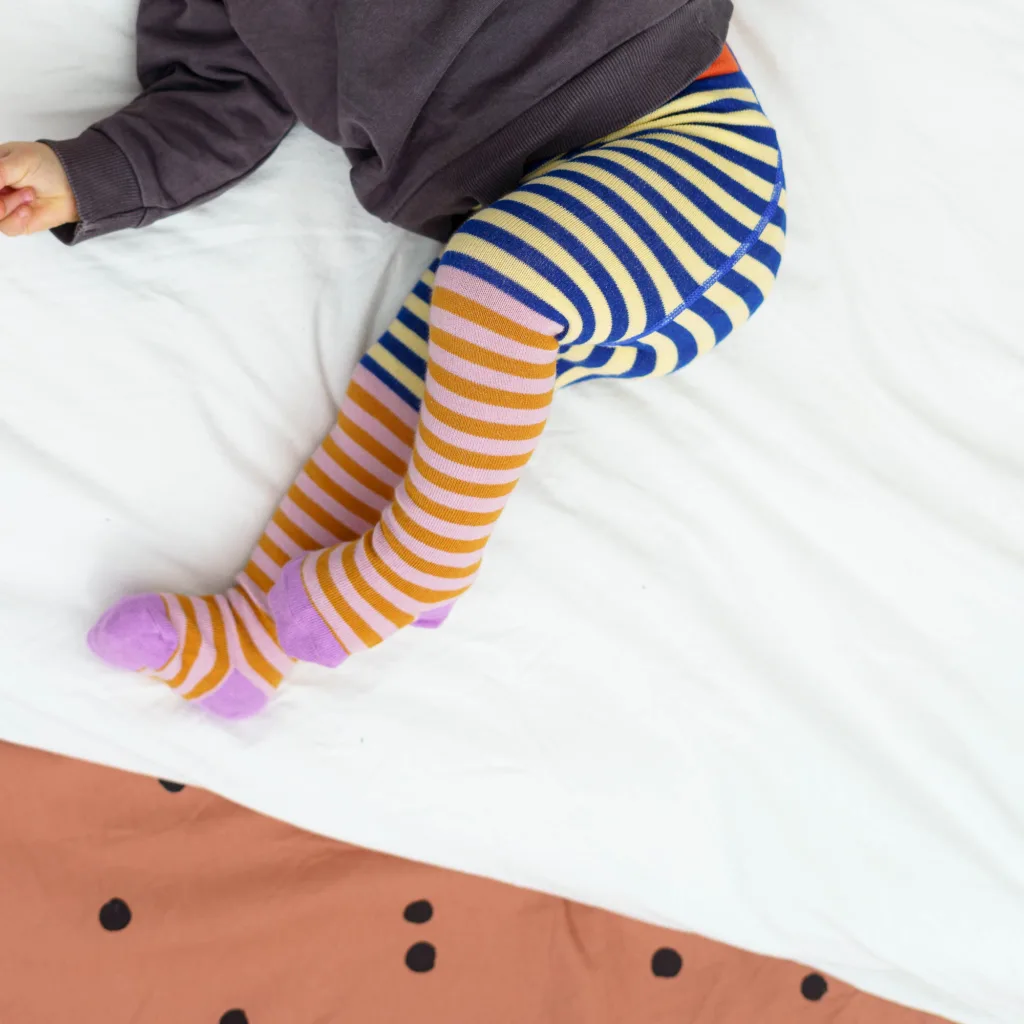 Baby- und Kinder Strumpfhose double stripes - rose blue