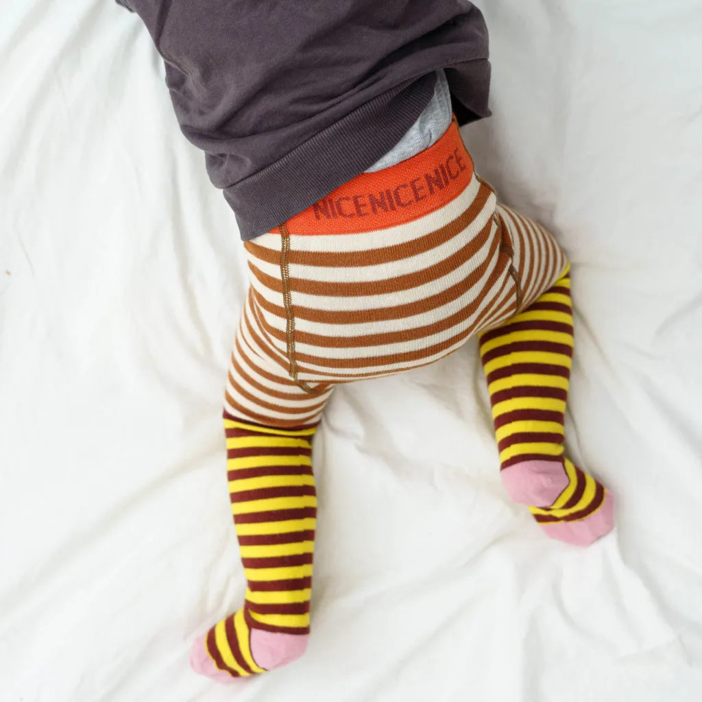 Baby- und Kinder Strumpfhose double stripes - yellow beige