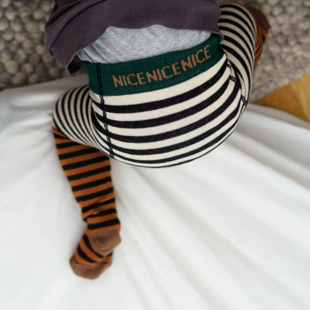 Baby- und Kinder Strumpfhose double stripes - black brown
