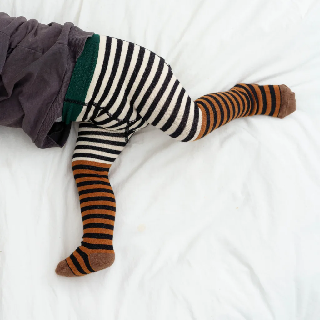 Baby- und Kinder Strumpfhose double stripes - black brown
