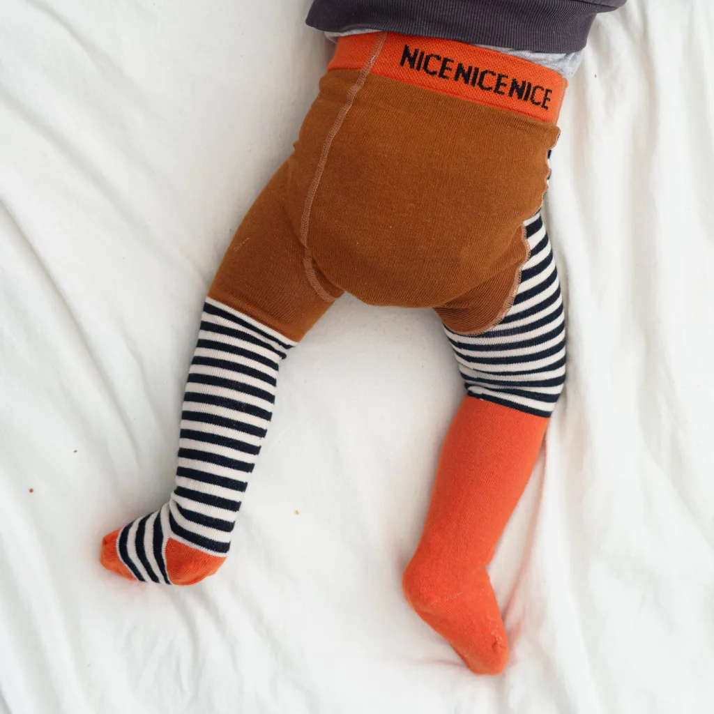 Baby- und Kinder Strumpfhose stripes - brown red