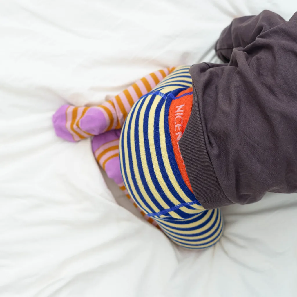 Baby- und Kinder Strumpfhose double stripes - rose blue