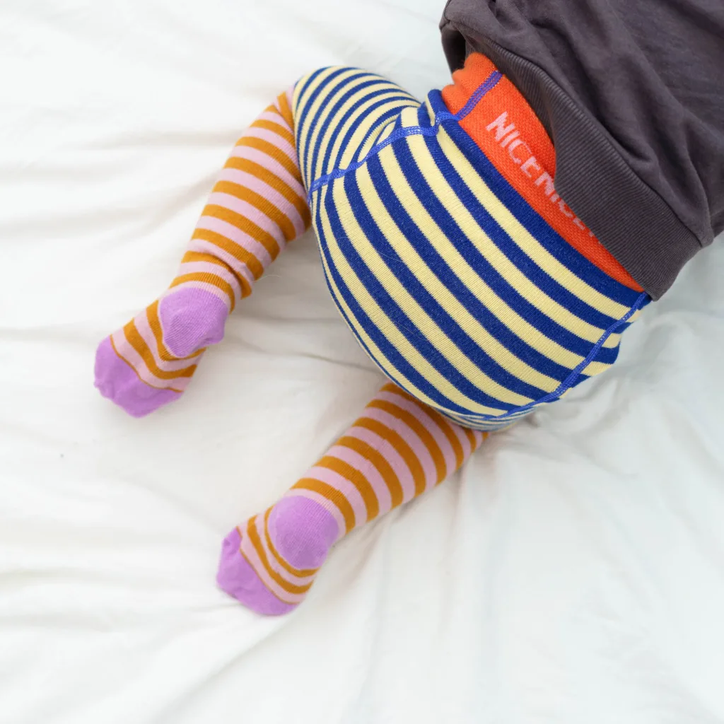 Baby- und Kinder Strumpfhose double stripes - rose blue