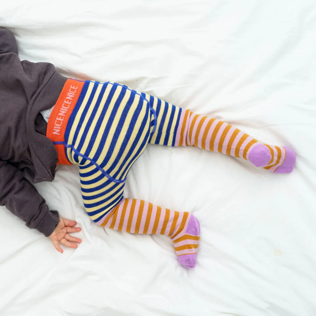 Baby- und Kinder Strumpfhose double stripes - rose blue