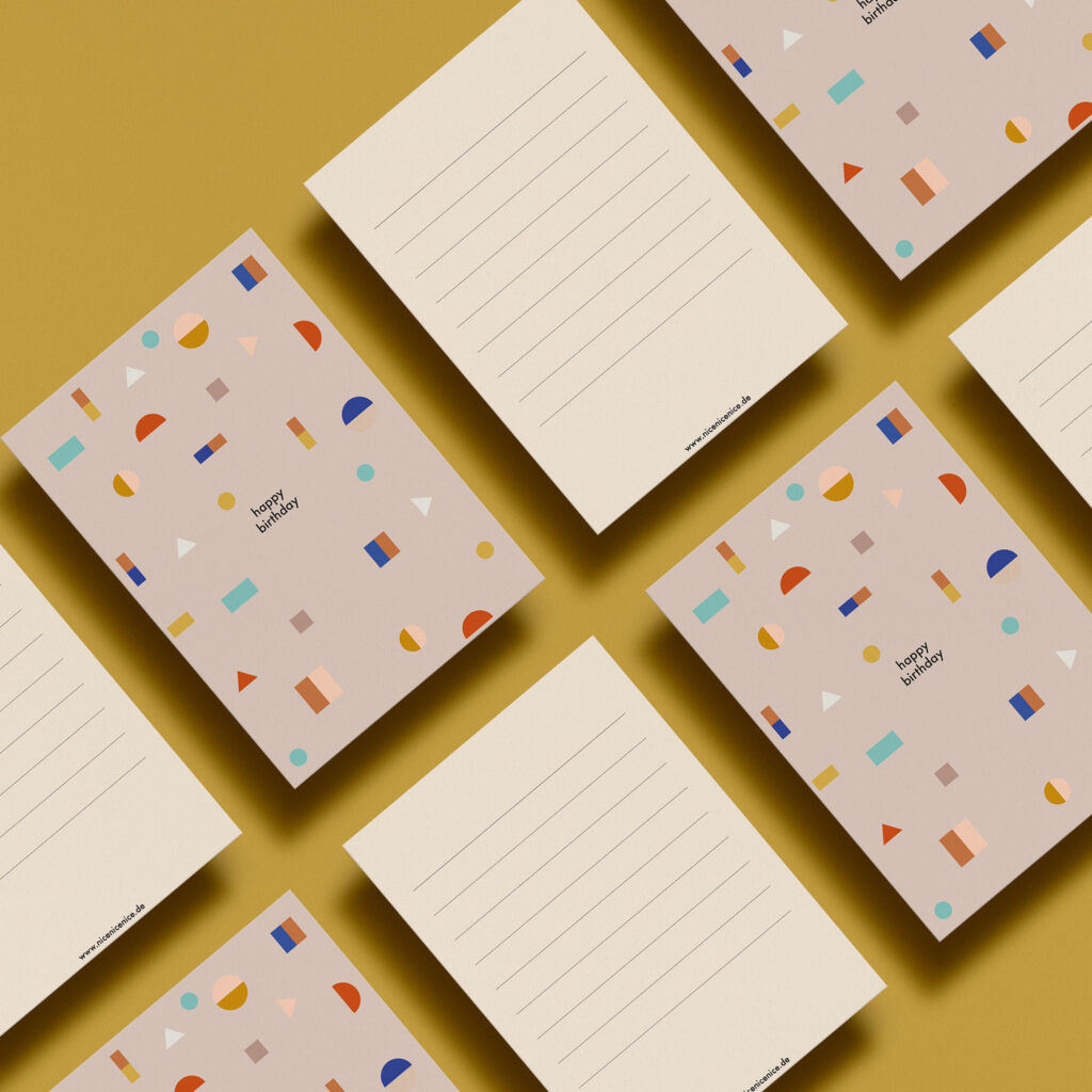 Postkarte - happy birthday confetti