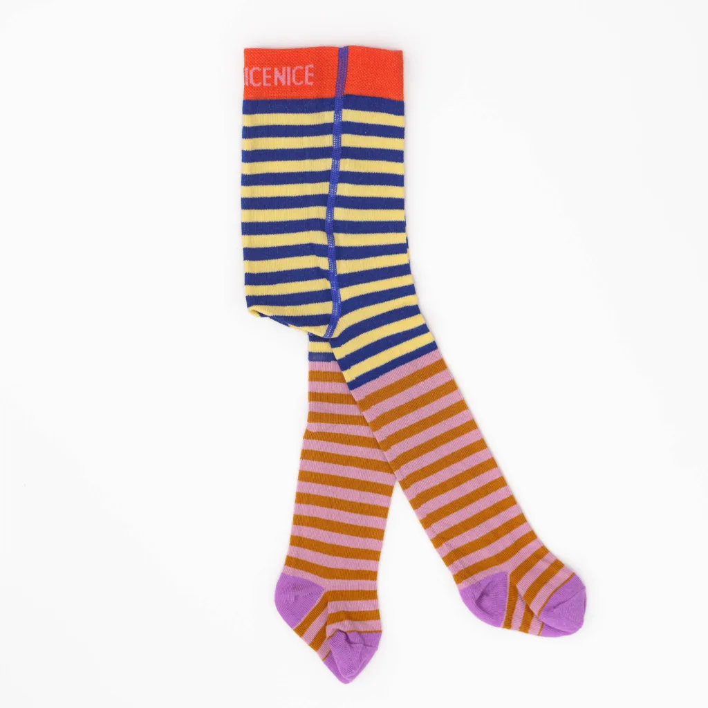 Baby- und Kinder Strumpfhose double stripes - rose blue