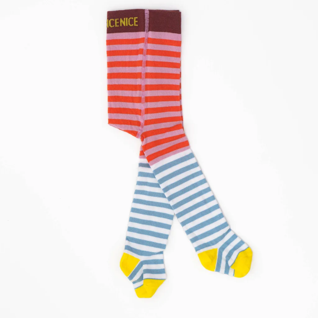 Baby- und Kinder Strumpfhose double stripes - coral sky