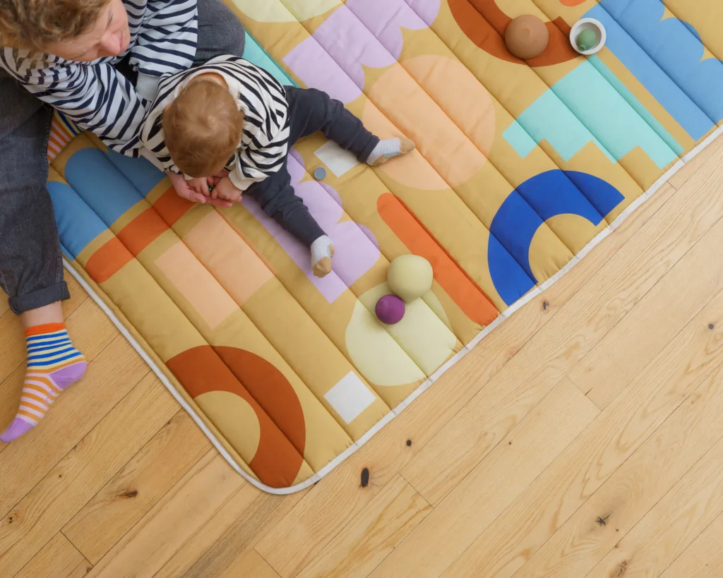 B-Ware Steppdecke - blocks brown II