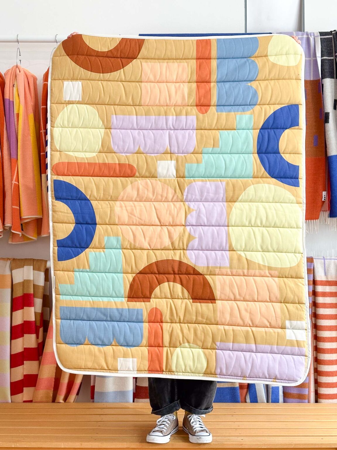 B-Ware Steppdecke - blocks brown