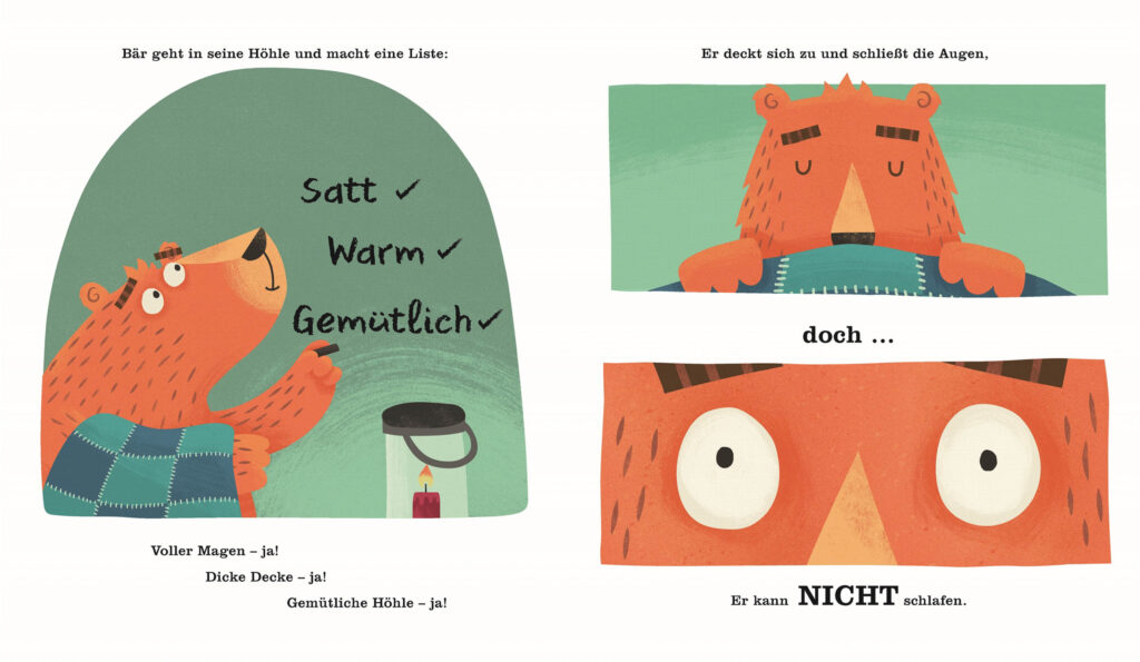 Einschlafen ist schwer, denkt der Bär