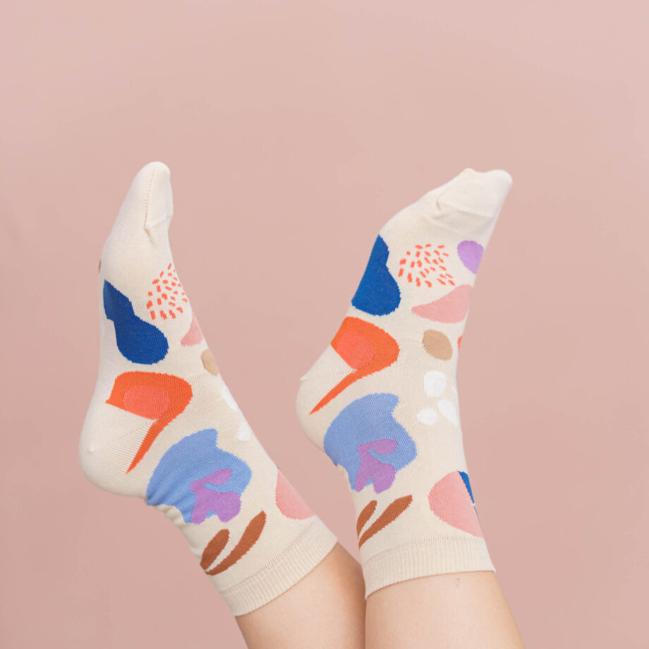 nice socks flowers - cream