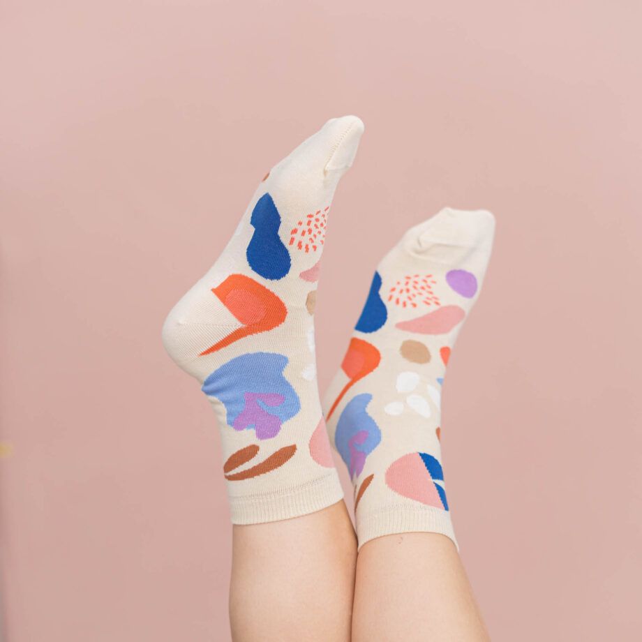nice socks flowers - cream