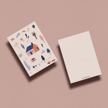 Postkarte kleines Haus und Freunde