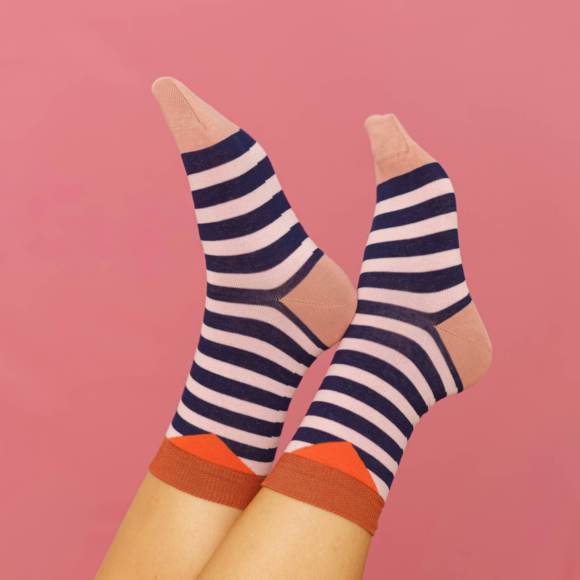 nice socks stripes - rose navy