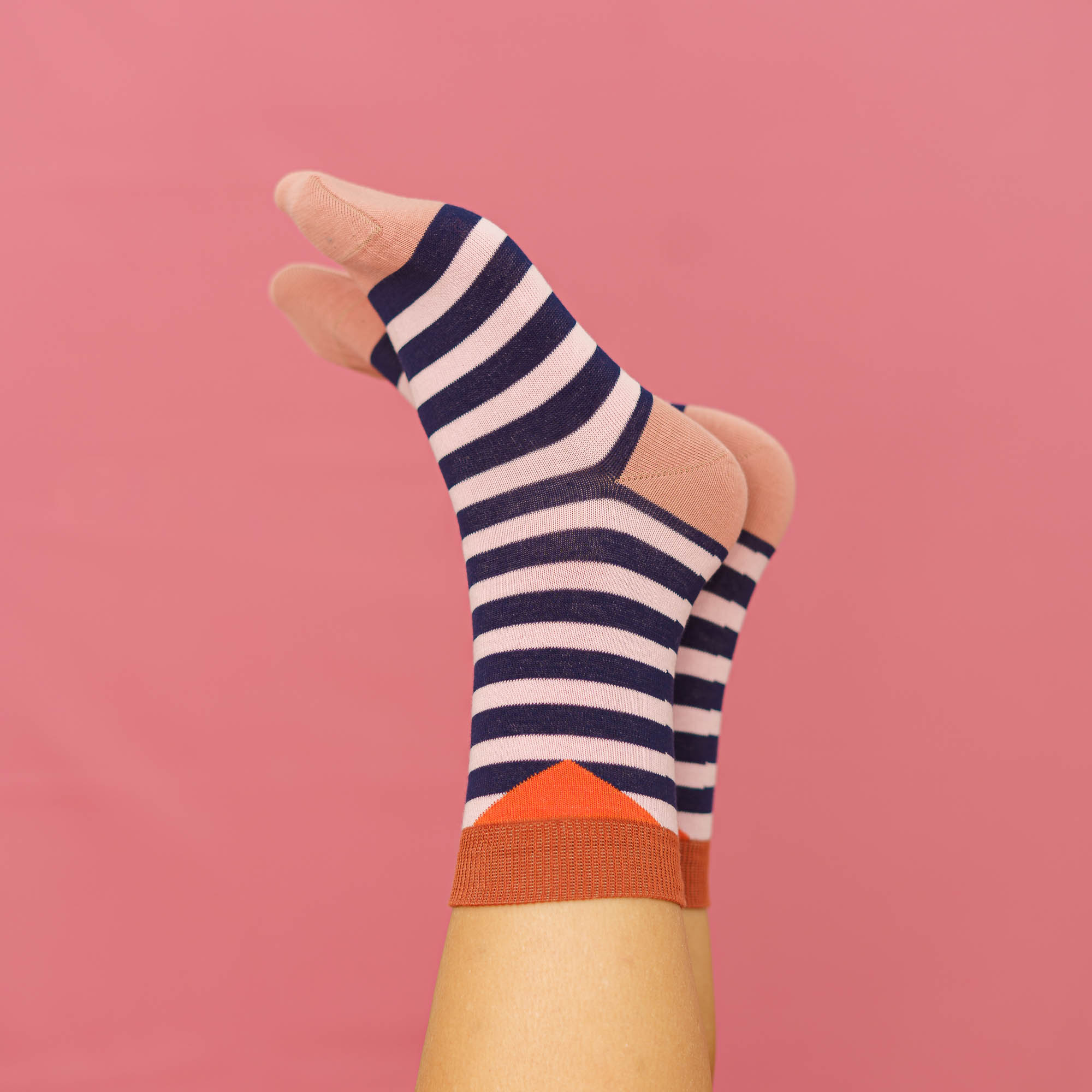 nice socks stripes - rose navy