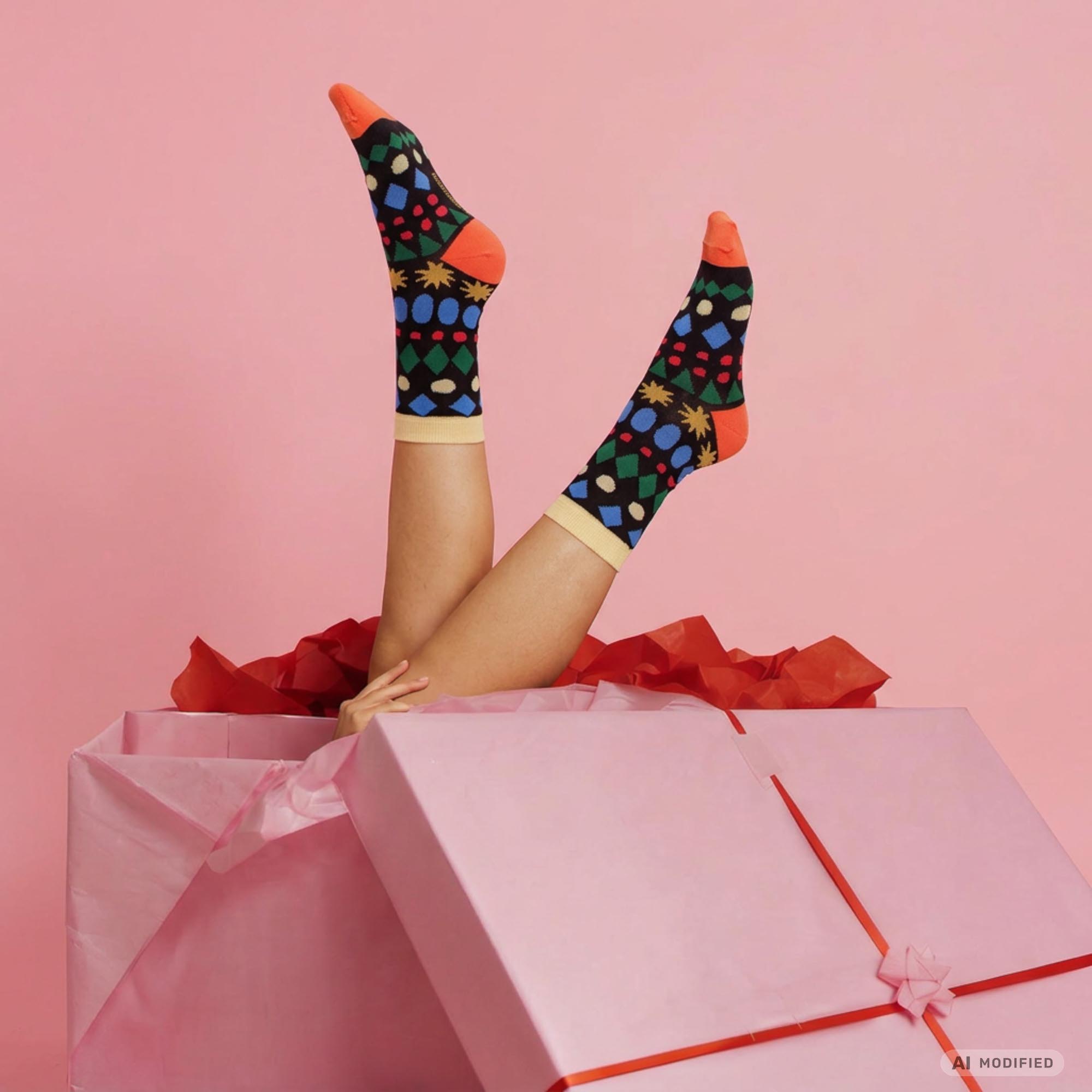 xmas socks - nordic lines black