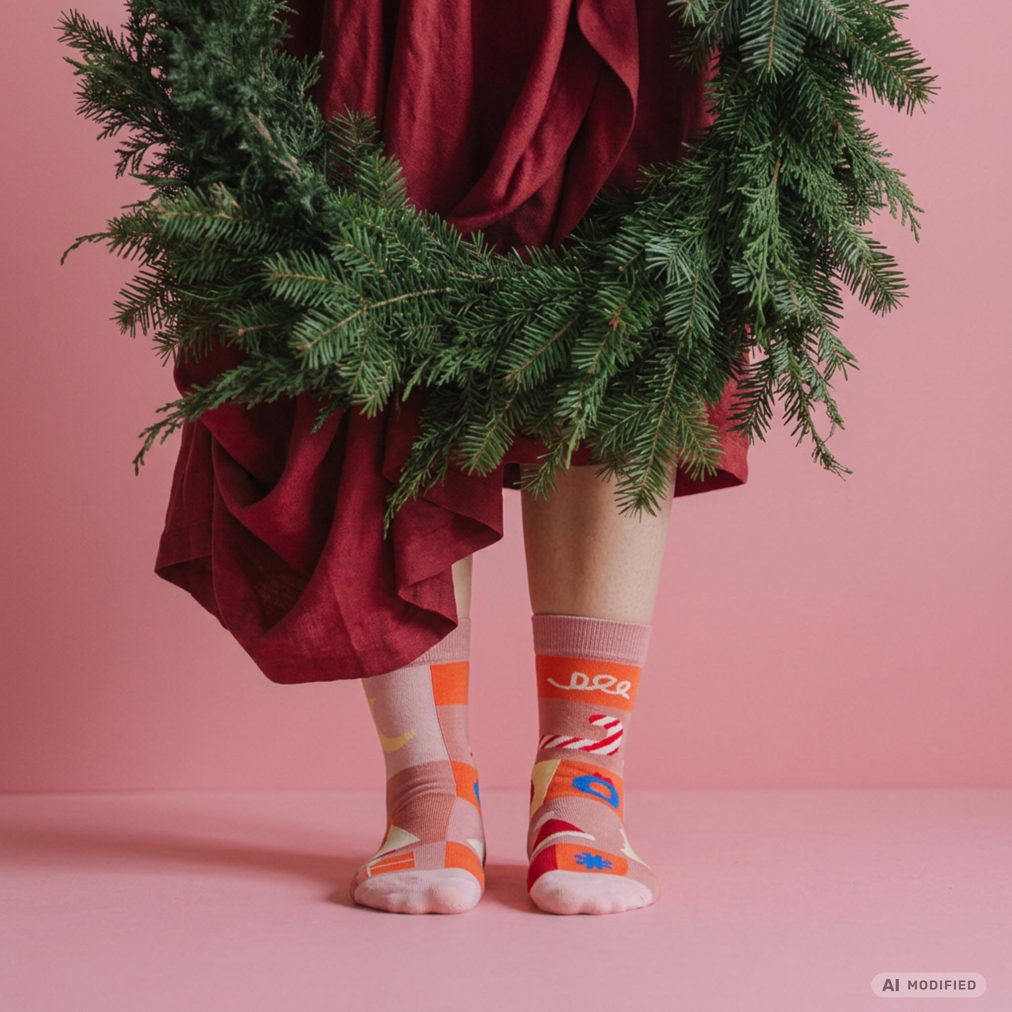xmas socks - square rose
