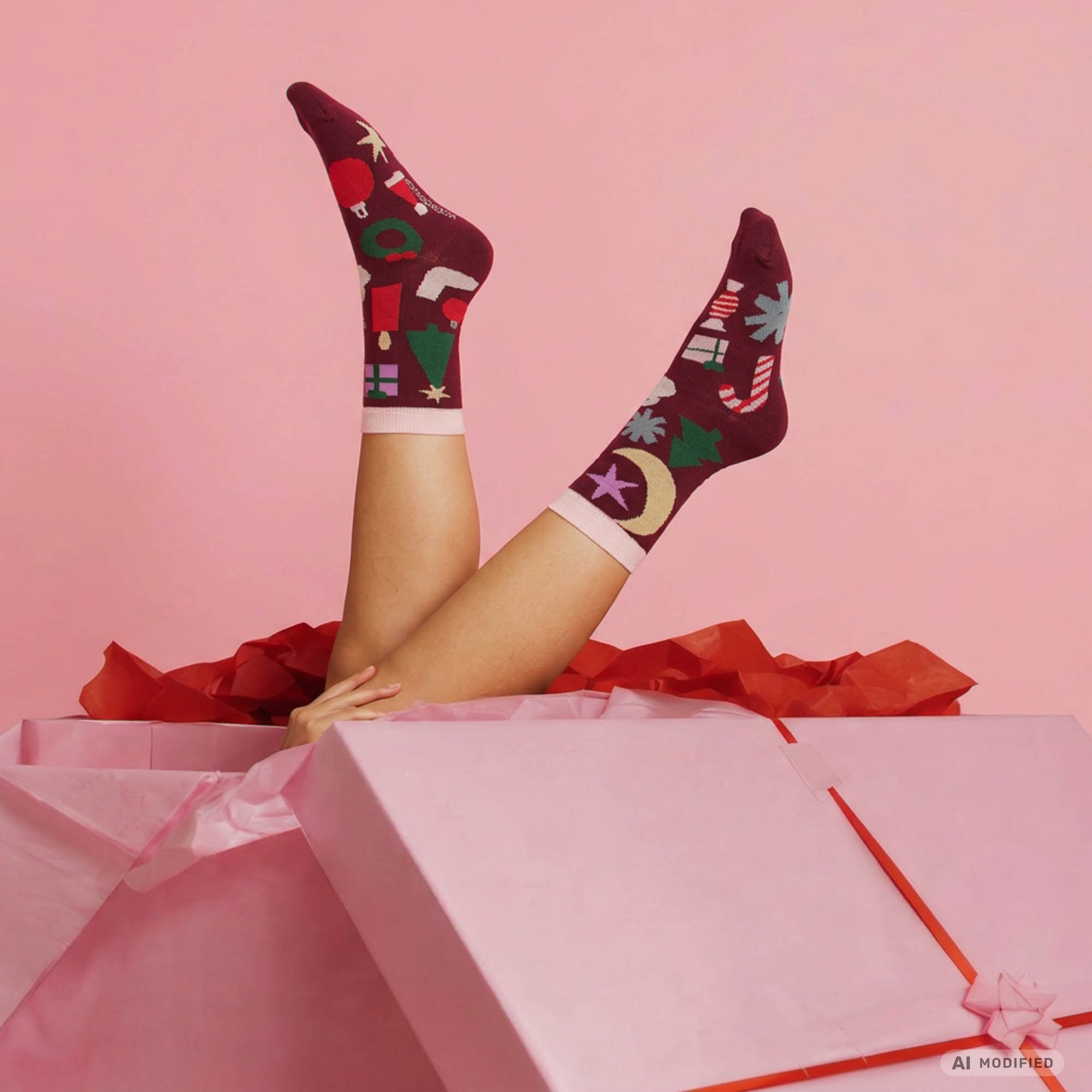 xmas socks - ornaments red