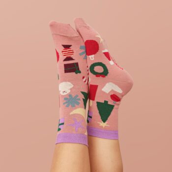 xmas socks - ornaments rose