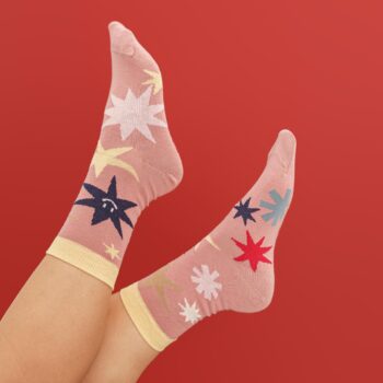 xmas socks - stars dutsy pink