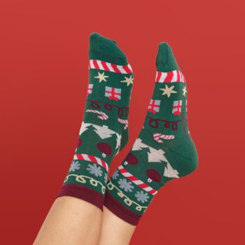 xmas socks - xmas stripes green