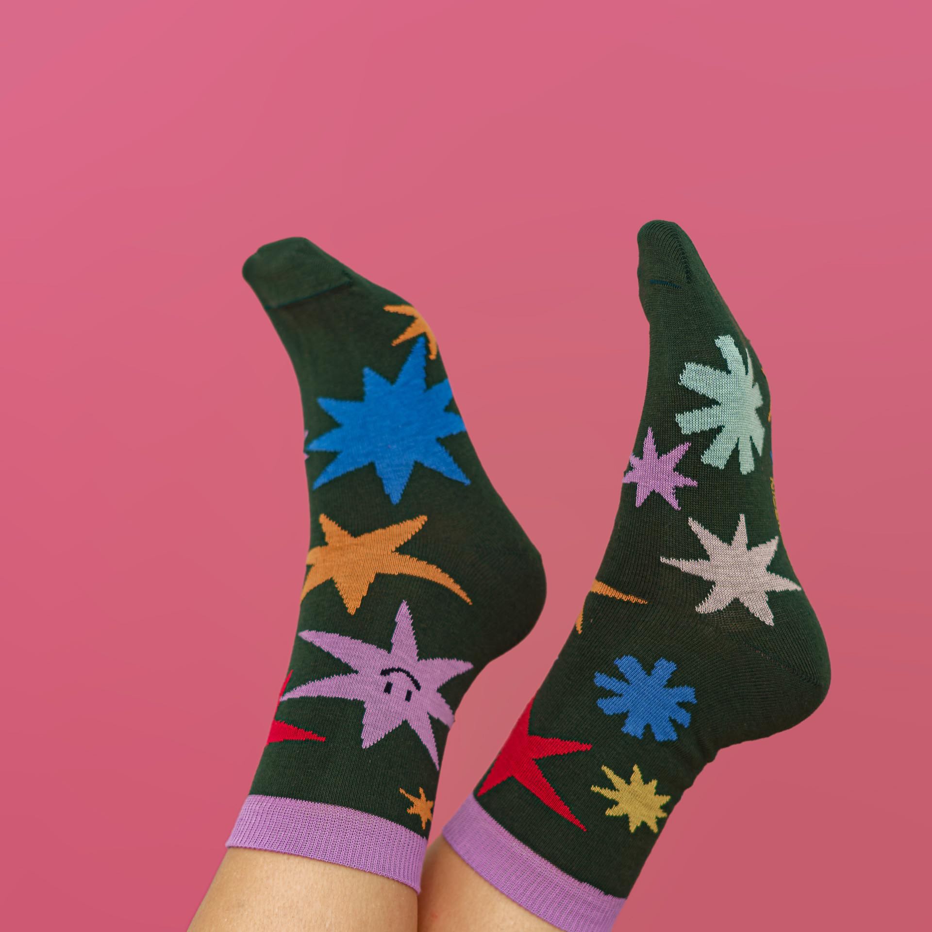 xmas socks - stars green