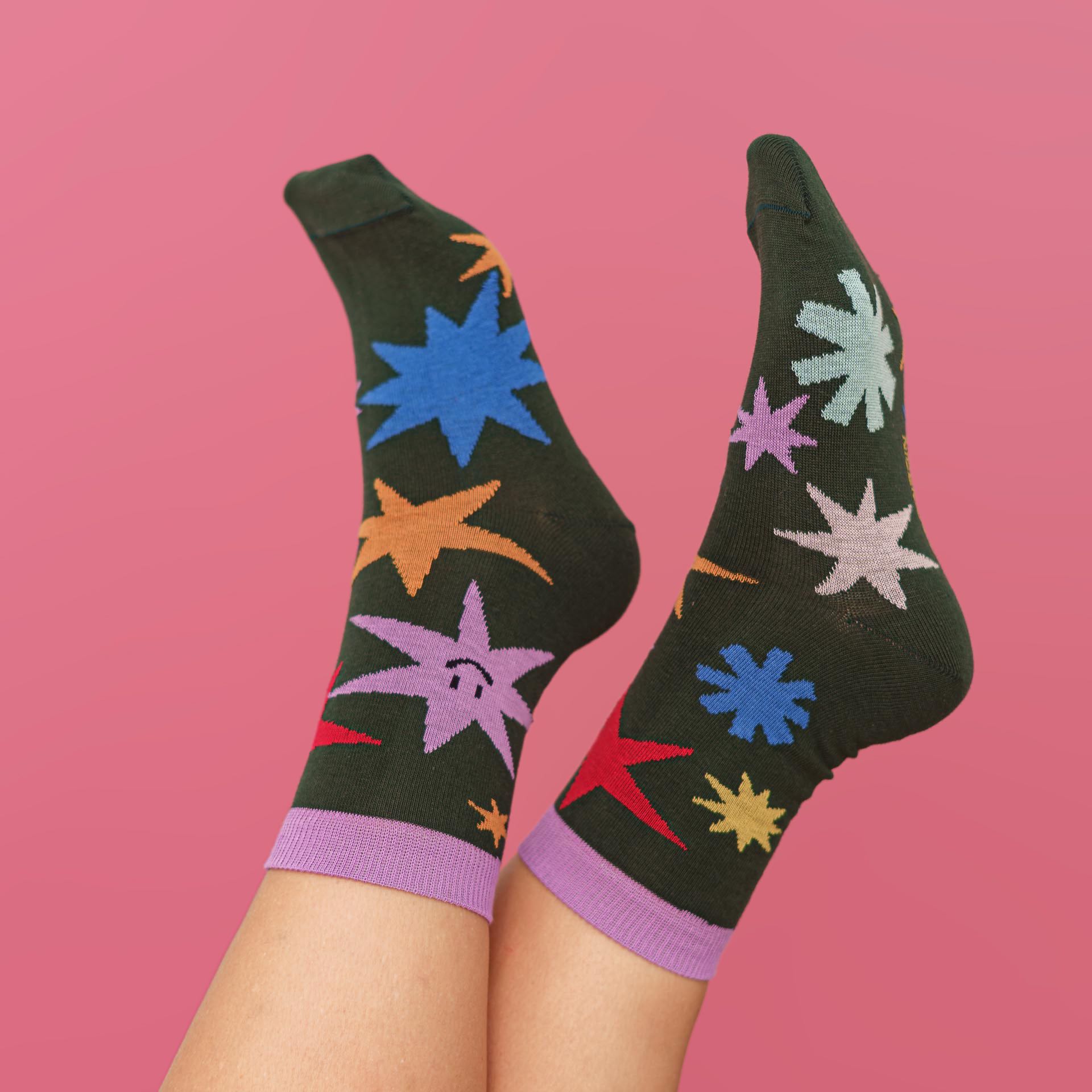 xmas socks - stars green