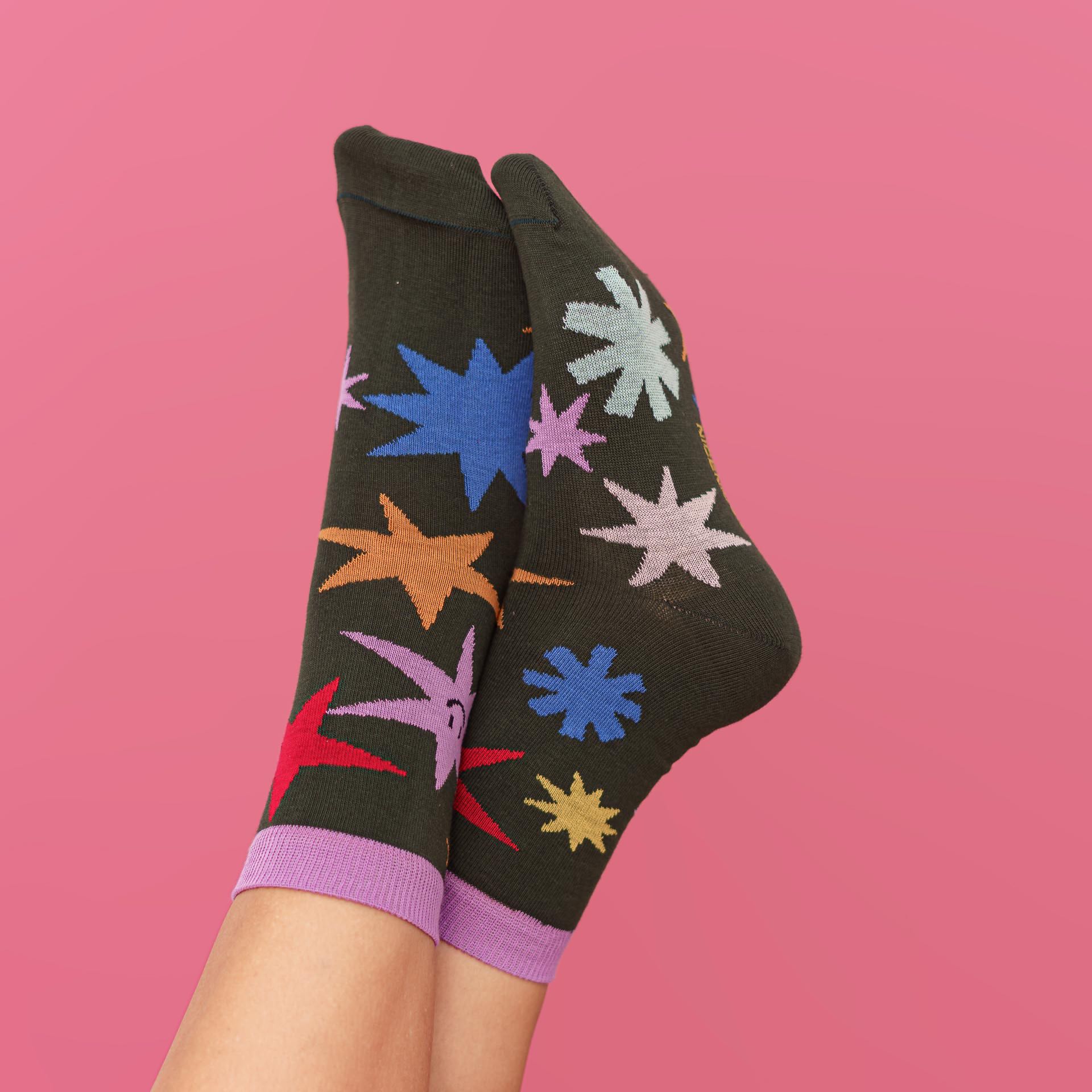 xmas socks - stars green