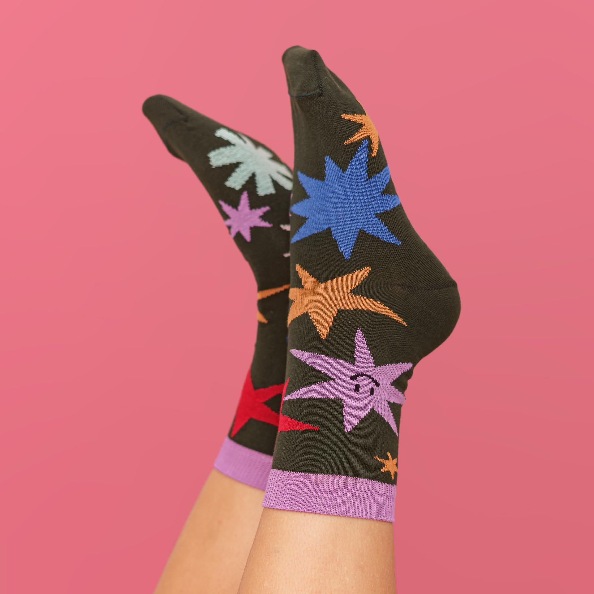 xmas socks - stars green