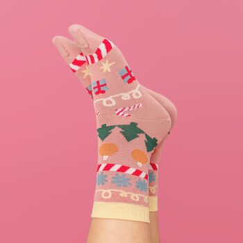xmas socks - xmas stripes rose