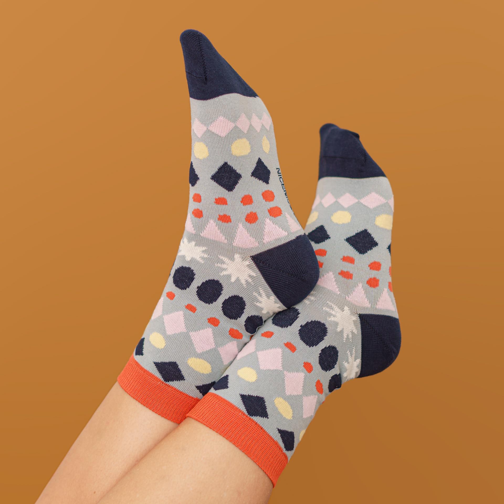 xmas socks - nordic lines blue